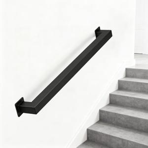 Shineforu 7FT Stair Railing Indoor Wall Mount, 500lb Black Handrail