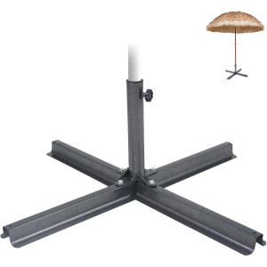 Calcy Ssay Cross Base Umbrella Stand, Metal Heavy Duty Portable Umbrella Stand, Beach Umbrella Stand for Outdoor Shade, Patio, Garden (A-35.4in)