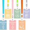 Sabary 6 Sets Hall Pass Lanyards and School Passes Set Unbreakable Wooden Bathroom Passes for Classrooms Hall, Restroom, Library, Office and Nurse School Teacher Supplies Gift(Light Color)