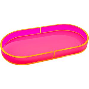 Acrylic Decorative Vanity Tray Perfume Jewelry Trinket Tray for Bathroom Counter Soap Toilet Tank Sink Small Candle Catch All Organizer, 12.6x6.3 Inches, Neon Pink