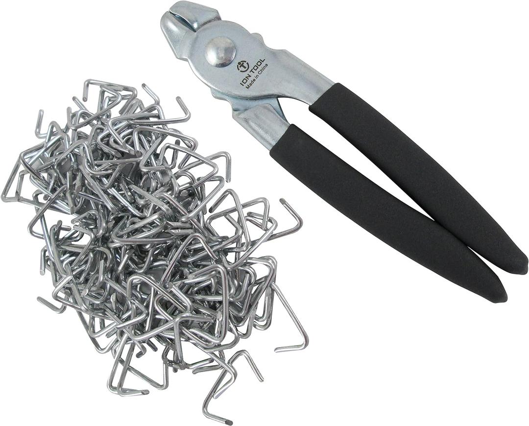 Hog Ring Pliers & 150 Galvanized Hog Rings, Professional Upholstery Installation Kit