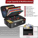 Fireproof Document Box Hard Case With Lock, Multi-Layer Fire Proof Water Resistant Safe Box File Organizer Bag With Small Money Bag for Important Documents Passport Certificates Laptop (Black)