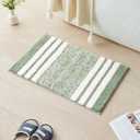 CozeCube Sage Green Striped Bath mats for Bathroom Non Slip, Fluffy Absorbent Microfiber Bath mat Washable, Aesthetic Bathroom Rugs, Cute Bath mat for Sink, 24" x 16"