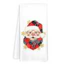 JOQUXI Vintage Santa Christmas Kitchen Towels, Christmas Patchwork Santa Snowflake Decorative Hand Tea Towels for Bathroom, Xmas Winter Holiday Dish Towel Dishcloth, 16x24 Inch