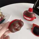 Ultra Thick Soft Silicone Case for Apple AirPods 1 2 1st 2nd Generation with Keychain Hook Pepper Soda Bottle Red Color 3D Cartoon Cute Lovely Fun Funny Unique Creative Cool Kids Girls Women Teens