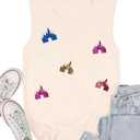 Magic Kingdom Tanks for Women Sequin Shirts Colorful Castle Graphic Sleveless Top Holiday Vacation Tank Tops (Small, Apricot)