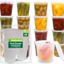 Freshware Food Storage Containers 24 oz Plastic Deli Containers with Lids, Slime, Soup, Meal Prep Containers, BPA Free, Stackable, Leakproof, Microwave/Dishwasher/Freezer Safe, 48 count (pack of 1)