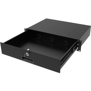 2U Server Cabinet Case 19 Inch Rack Mount Lockable Drawer with Key, 12.6 Inch Depth (2U)