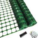 PotatoLife Plastic Mesh Fence Safety Fence, 2 Roll 4'x100' with 100 Zip Ties, Resuable Temporary Netting for Garden Fencing, Construction, Snow Fencing, Animal Barrier, Poultry, Deer, Patio, Green