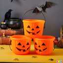 JOYIN 6PCS Halloween Trick or Treat Pumpkin Bucket, Jack O Lantern Candy Basket and Buckets for Trick or Treating, Orange Halloween Pails with Handle for Kids Party Favors Supplies Props