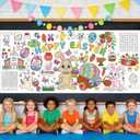 2 x Easter Giant Coloring Poster 71 x 31 Inch Jumbo Paper Coloring Activity Poster Oversized Coloring Table Cover for Kids Family Classroom Easter Party Games Decorations