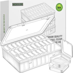 Bead Organizer Box, 90pcs Small Clear Plastic Storage Containers, Craft Storage Box Features Hinged Lid and Labels, Mini Boxes for Bracelets, Jewelry, Diamonds, Clay Beads, Screws, Seeds, Small Parts