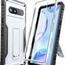 DUOPAL for Google Pixel 7 Case, Military Grade Protection Shockproof Case with Tempered Glass HD Screen Protector and Kickstand Compatible with Google 7 Phone 6.5 Inch (White)