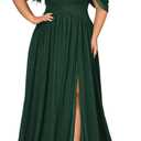 Women's Daily Plus Size Dresses A Line Chiffon Wedding Guest Bridesmaid Maxi Dress Prom Evening Party Cocktail Gown 4X-Large, #1 Dark Green