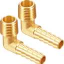 2PCS Brass 3/4" NPT Male to 3/4" Barb 90 Degrees Elbow Hose Barb Fittings Adapter Connector for Water/Oil/Gas