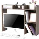 Briwooody Dorm Desk Bookshelf Desk Hutch Organizer with 5 Shelves and 3 Tier Desktop Hutch Storage Organizer for College Dorm Home Office Supply, 32.5 x 23.5 x 8 Inch(Grey)