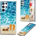 for Samsung Galaxy S25 Ultra Case for Girl Women Men, Full Protective Shockproof Slim Soft TPU Clear Phone Cover Cases with Design for Galaxy S25 Ultra,I Love Summer Vacation Blue Sea Beach