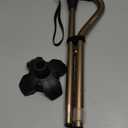 KINGGEAR F1 Walking Stick, Walking Cane for Women & Men, Self Standing Walkers for Seniors with Wrist Strap, Lightweight & Sturdy Offset EVA Handle and Large Quad Base (Bronze)