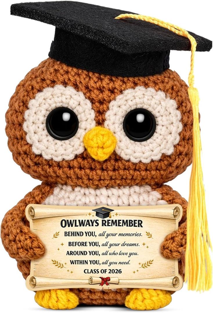 2026 Owl Graduation Gifts Crochet for Him Her, High School Graduation Gifts for Women Men, College Graduations Gift, Handmade Crochet Gift for College High School Master Phd Nurse