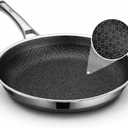 Frying Pan, 9.8 Inch Hybrid Non Stick Stainless Steel Skillets, Dishwasher Induction Oven Broiler Safe, Non Toxic Chef's Pan, PFOA Free Cookware
