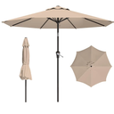 9 FT Patio Umbrella for Outdoor, Outdoor Umbrella with Push Button Tilt and Crank, Outdoor Patio Umbrellas with 8 Sturdy Ribs for Market, Garden, Deck, Backyard, Pool (Khaki)
