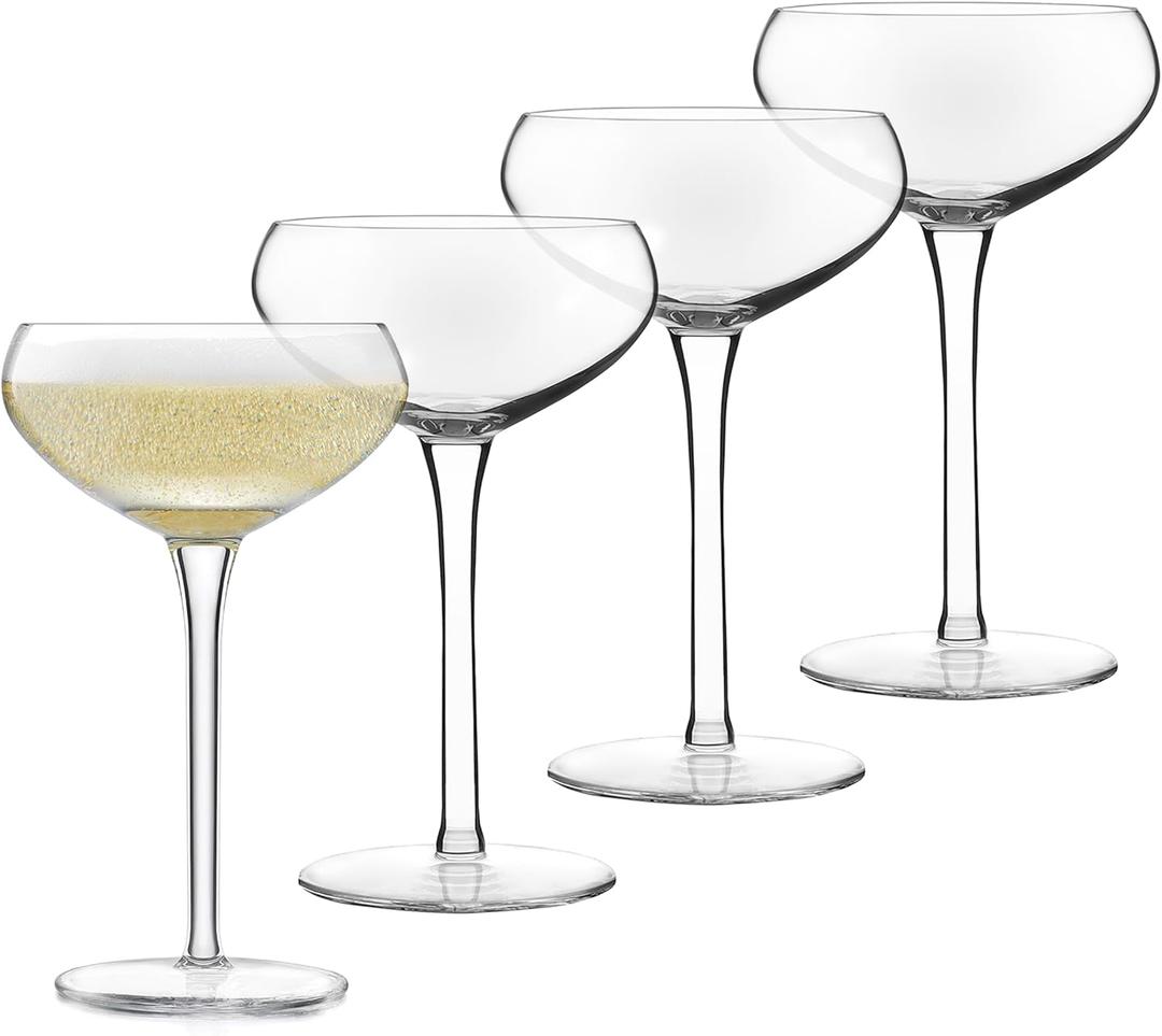 Libbey Signature Kentfield Coupe Cocktail Glasses Set of 4, Coupe Bowl Stemmed Cocktail Glasses, Dishwasher Safe Champagne Glass Gift Set (9 Ounces)