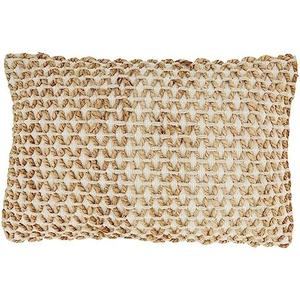 SARO LIFESTYLE Rope Design Throw Pillow with Poly Filling, Ivory, 12"x20"