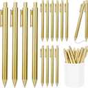50 Pcs Gold Pens for Writing Slim Metallic Ballpoint Bulk, Retractable Gold Pen for Wedding Guest Book, Wedding Pens Black Ink Smooth Writing 1.0 mm Bridal Shower Business Office Students Teachers