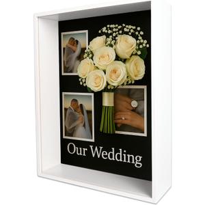 11.8x15.8x4 Shadow Box Frame Display Case with Glass Cover and Lining Extra Deep Large Picture Frame Memory Box for Wedding Bouquet Flowers Pet Memorial Collectibles and Memorabilia Display