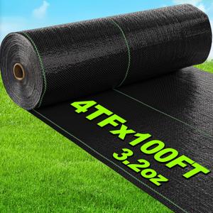 AMAGABELI GARDEN & HOME 4ft x 100ft Weed Barrier Landscape Fabric 3.2oz Garden Cloth Heavy Duty Weed Control Blocker Mat Gardening Ground Cover Durable Woven Geotextile Fabric Driveway Underlayment