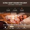 Ceiling Fan with Lights and Remote, 19 Inch Modern Fandelier Ceiling Fan with Brushless DC Motor, Semi Flush Mount Drum Ceiling Fan with 6 Speeds, Reversible Quiet Indoor Fan for Bedroom Living Room