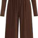 PRETTYGARDEN One Piece Jumpsuits for Women Dressy Casual Long Sleeve Crewneck Wide Leg Romper Overalls Spring Outfits 2026, XL