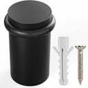 NYCO - Floor Door Stopper Chrome Door Stop - Classy Solid Steel Modern Heavy Duty Door Stoppers - Floor Mount Anchor Screw - Wall Protector for Commercial Door (2 Inch Black Finish)