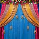 8x6ft Indian Traditional Backdrop Boho India Curtains Marigold Pooja Traditional Festival Diwali Photo Background Hindu Wedding Marriage Bridal Shower Holi Decor Banners Photo Booth Props