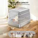 Stainless Steel Cat Litter Box with Lid, Extra Large Enclosed Metal Litter Pan with High Sides, Full Flip Cover Litter Box for Large Cat, Include Scoop & Step, Leak Proof Easy Clean Odor Control, Grey