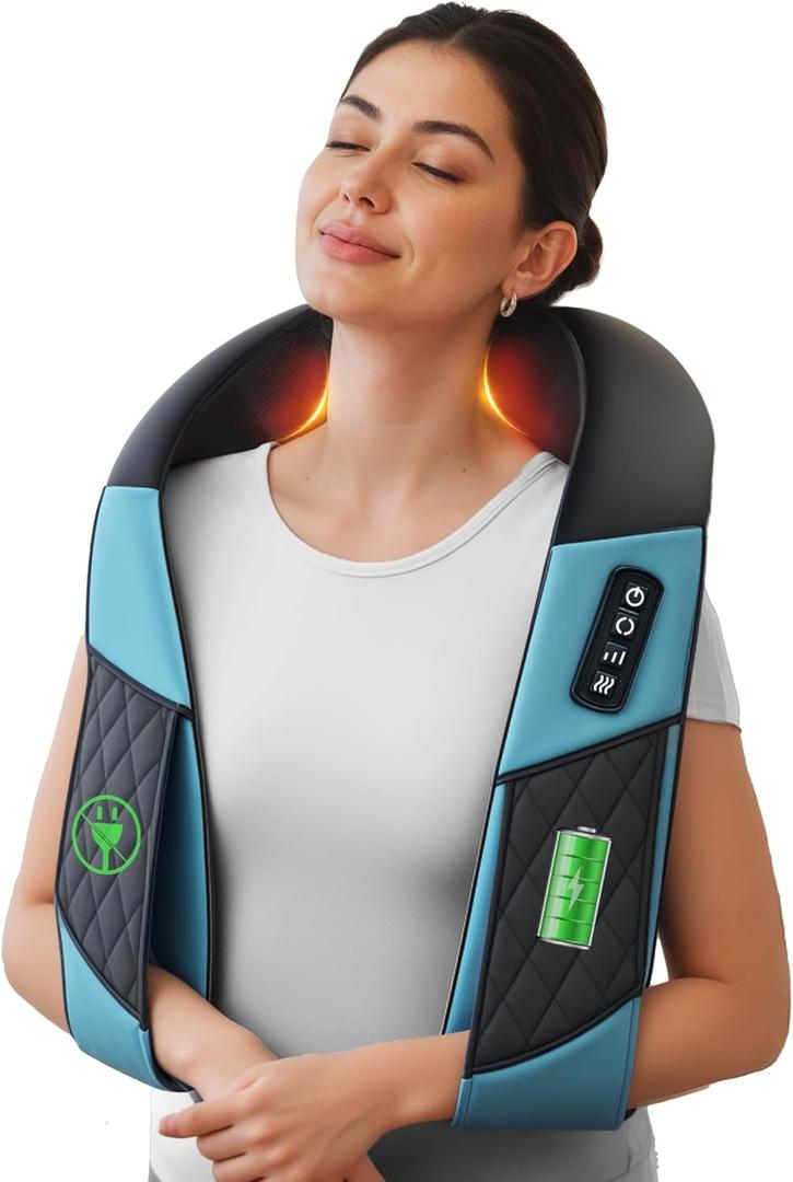 COMFIER FSA Eligible Cordless Neck Massager for Pain Relief Deep Tissue, Shiatsu Shoulder Massager with Heat, 3D Kneading Back Massager Pillow, Rechargable & Portable,Gifts for Women/Men