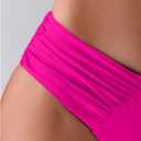 SHENHE Women's V Cut High Leg Ruched Mid Rise Bikini Bottom Swimwear Bathing Suit, Medium