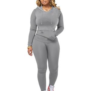 Mrskoala Two Piece Outfits For Women Workout Sets Long Sleeve Sweatsuit Tracksuits (Large, 6555grey)