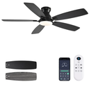 Ceiling Fans with Lights, 52 Inch Low Profile Ceiling Fan with Light and Remote Control, Flush Mount, DC Reversible Motor, Noiseless, Black 6 Speeds Ceiling Fan for Bedroom