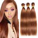 Brown Straight Bundles Color 30 Bundles Human Hair 20 22 24 Inch Brazilian Virgin Remy Soft Real Hair Extensions Light Brown Straight 3 Bundles