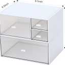 Marknor Desk Organizer with 4 Drawers, Makeup Organizer, Plastic Sundries Storage, Vanity Organizer, Cosmetic Storage Organizer, Desk Storage Box, Bathroom Counter or Dresser, White (CD-QBH-01)