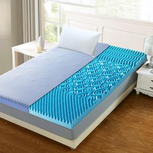 Askme Mattress Topper King 3 Inch Zoned Gel Memory Foam with Bonus Breathable Cover Air Flow Design｜US and Euro Certified Excellent Manufacturer, Blue 3 Inch Zoned (GJTGC03-66)