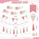 SmoothNovelty 139 Pcs Felt DIY Custom Banner Kit Include 104 Letters 18 Swallowtail Flags 15 Pennants 2 Pcs Pom Pom Garland Tassel Pompom Decoration for Home Baby Shower Birthday(Baby Pink)