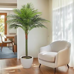 Palm Tree Artificial Tropical Plant 5FT Tall Faux Plants Indoor Fake Floor Plants Decorative Palm Tree Large Office Plant Artificial Palm Trees for Home House Decor (5ft)
