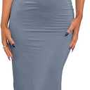 LILLUSORY Womens Summer Casual Slip Dresses Spaghetti Strap Double Lined Bodycon Maxi Dress (Dustyblue), XL