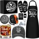 14 Pcs Best Uncle Ever Gifts with 11 Oz Uncle's Sippy Cup Whiskey Glass 4 Whiskey Stones Coaster Apron Hat Sock Tape Measure Keychain, Birthday Father's Day Christmas Gifts for Uncle