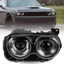 Xenon Model Headlights Assembly for Dodge Challenger 2015 2016 2017 2018 2019 2020 2021 HID Headlamps Pair with Black Housing Replacement Passenger Right Side RH