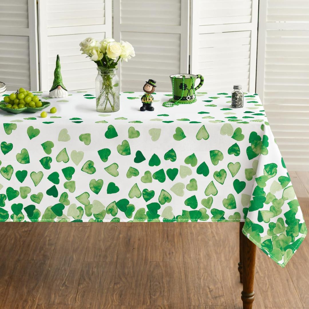 Horaldaily St. Patrick's Day Tablecloth 60 x 104 Inch Rectangular Green