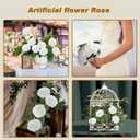 Artificial Flowers Realistic Roses, 100 pcs Real Looking Fake Roses with Stem for DIY Wedding Bouquets Centerpieces Bridal Shower Party Home Romantic Decorations (White)