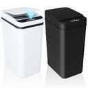 2Pack Bathroom Small Trash Can with Lid, 2.6 Gallon Touchless Automatic Garbage Can Slim Waterproof Motion Sensor Smart Trash Bin for Bedroom, Office, Living Room-Black/White